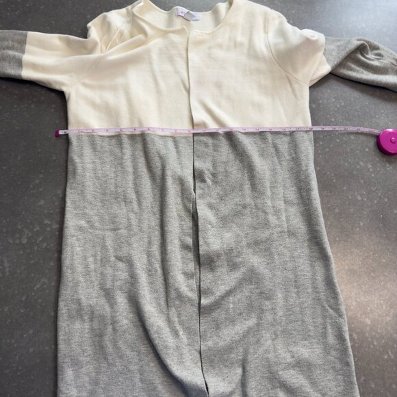 Liz Claiborne Cream & Gray Colorblock Open Front Cardigan - Size Medium - Picture 7 of 9